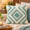 Cozy Geometric Teal Cushion Retreat