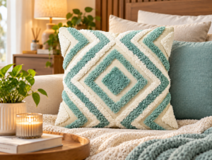 Cozy Geometric Teal Cushion Retreat Cozy Geometric Teal Cushion Retreat