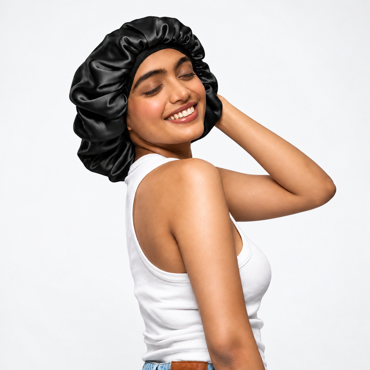 Joyful Satin Bonnet Portrait